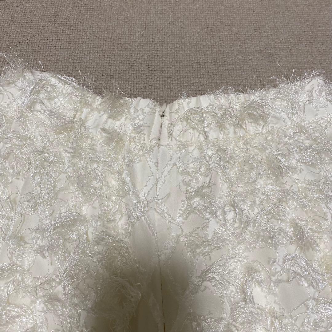 超美品❣️snidel ジャガードフレアスカート ロング マキシ シャギー 白 M