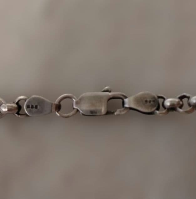 シルバー925 50cm 5mm 極太　ロールチェーン　ネックレス　燻し