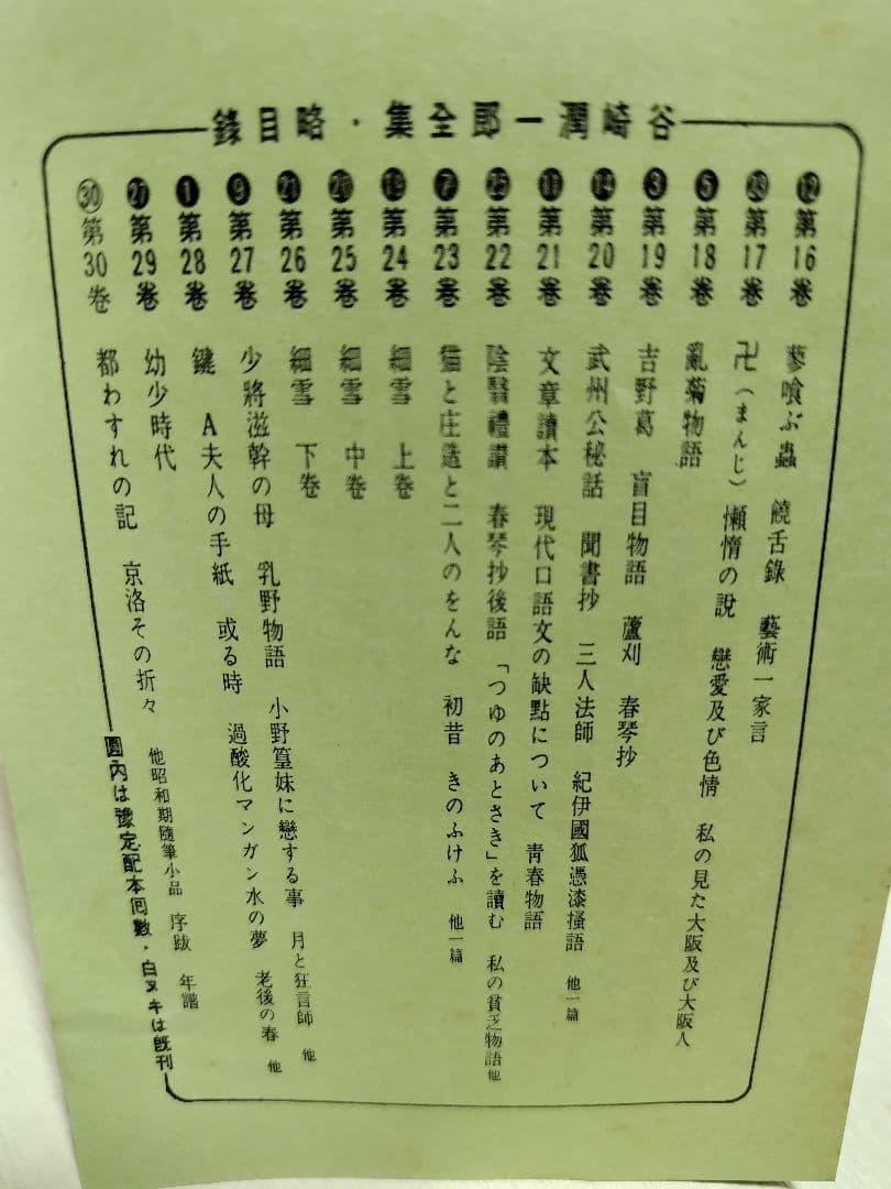 谷崎潤一郎全集 全30巻 （1〜29巻）中央公論社　昭和32年より発行