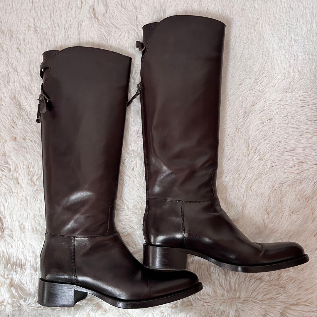 【美品】サルトル シングルバックベルト ジョッキーブーツ 37 GRIGIO