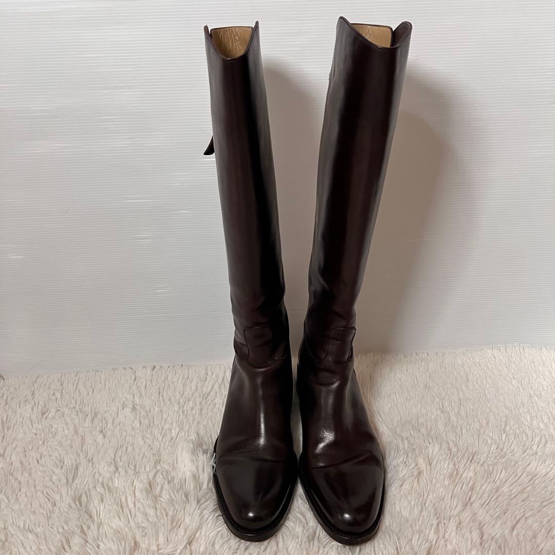 【美品】サルトル シングルバックベルト ジョッキーブーツ 37 GRIGIO