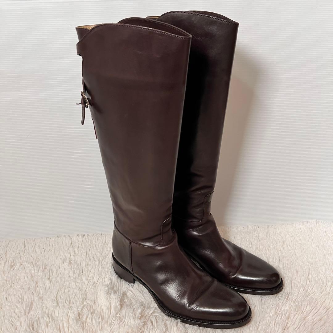 【美品】サルトル シングルバックベルト ジョッキーブーツ 37 GRIGIO