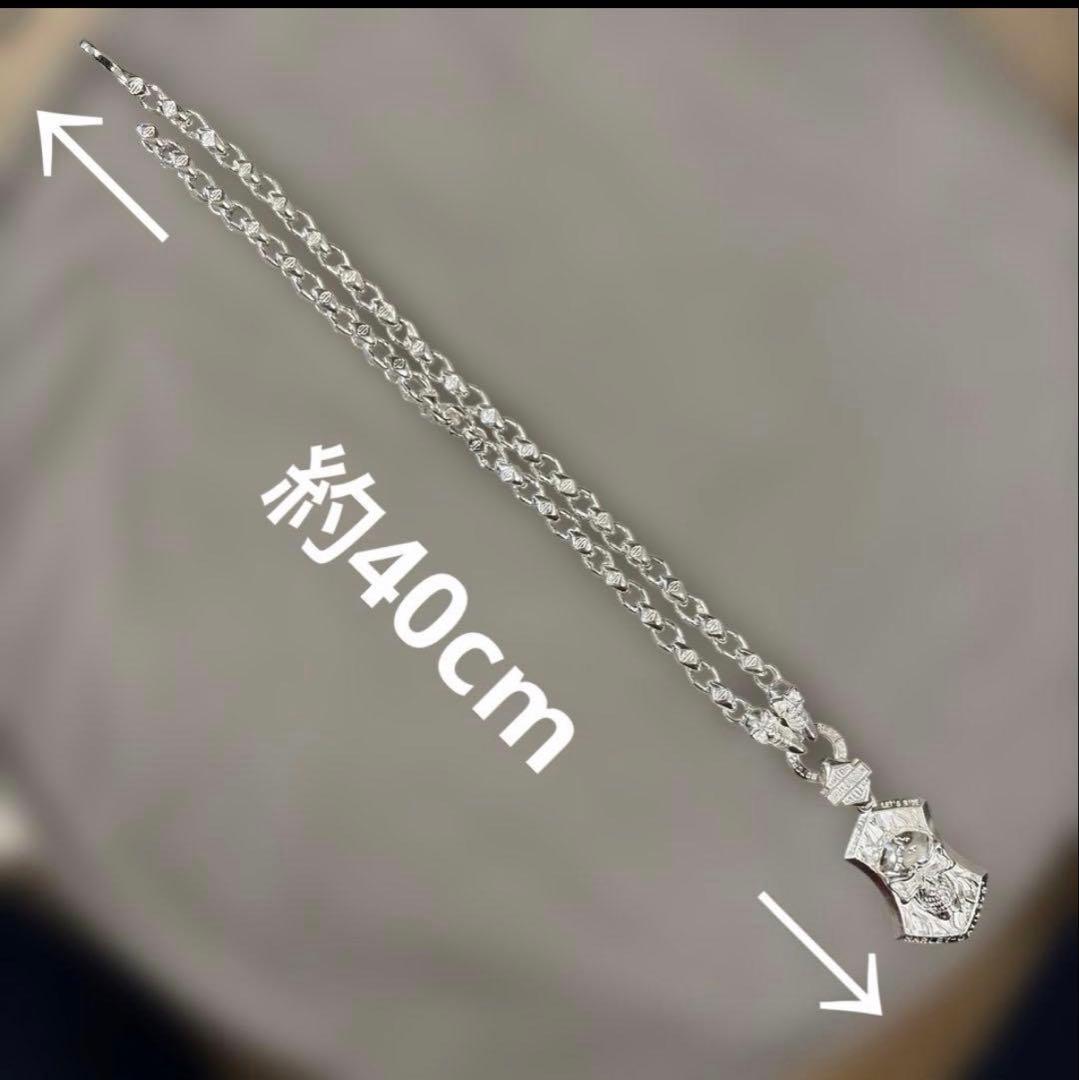 スカルペンダント ネックレス シルバーカラー バイカー系 メンズScrew it