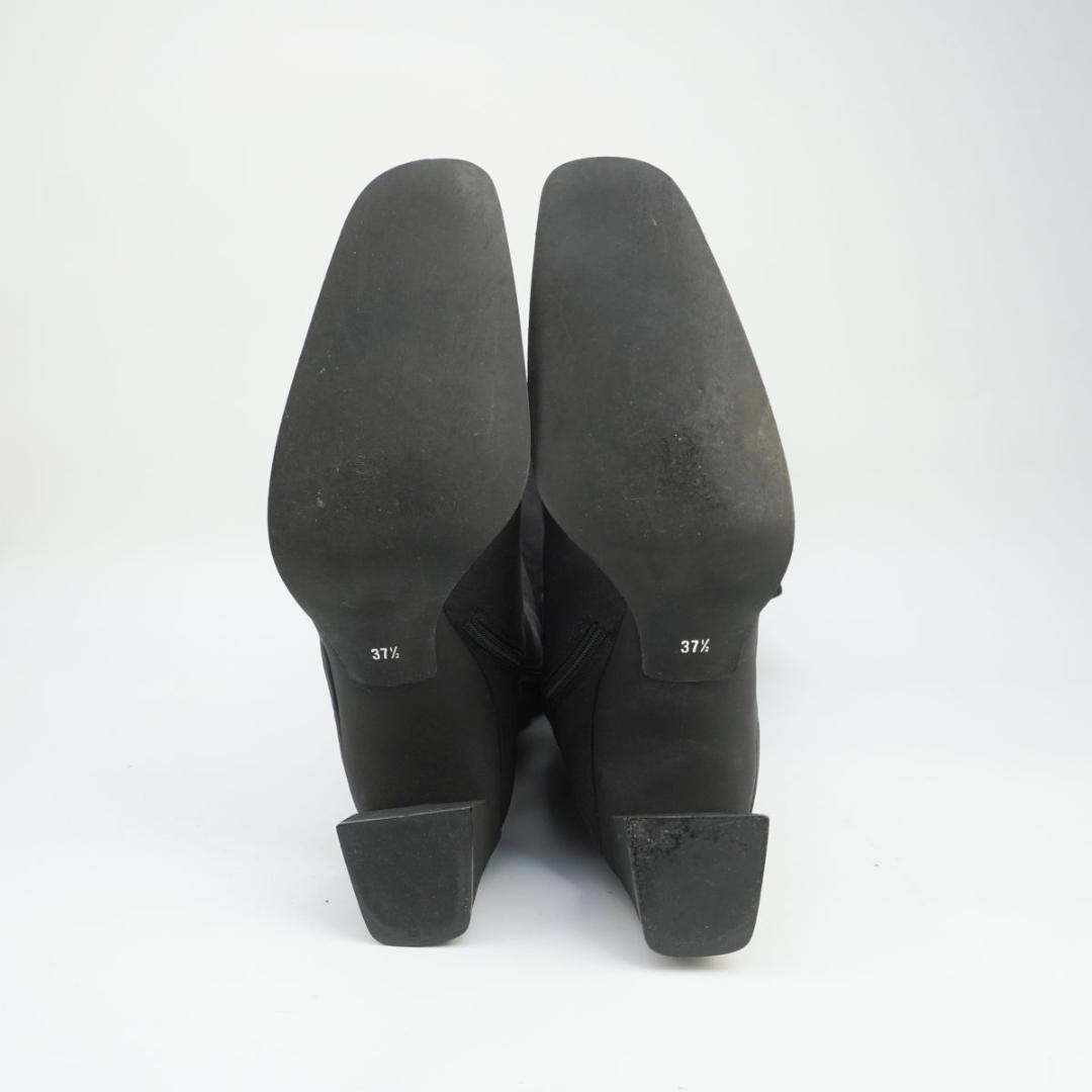 PRADA 37 1/2 レザーニーハイブーツ ブラック /JD10