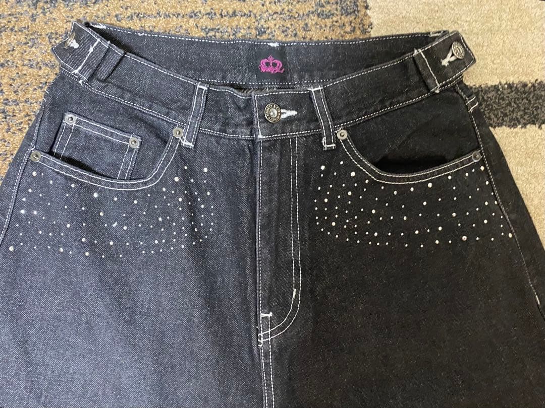 パンツ 9090Feather logo Studs Buggy Denim Pants