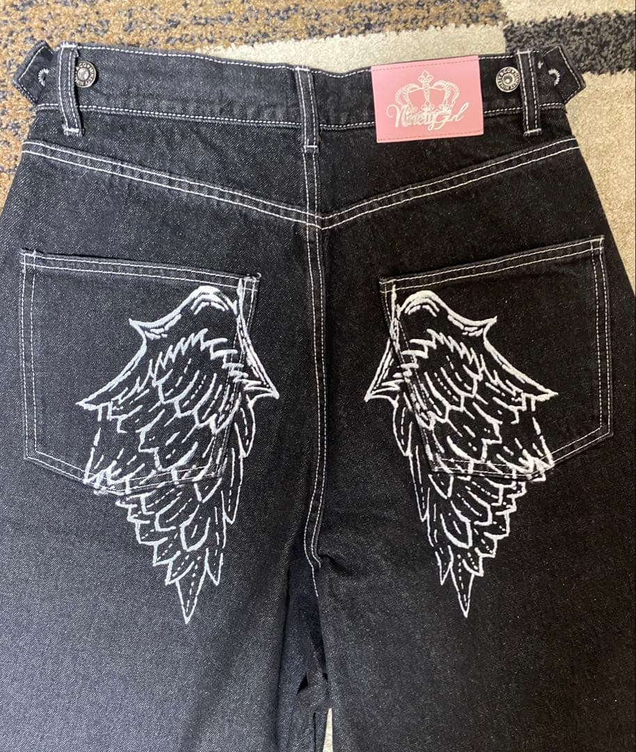 パンツ 9090Feather logo Studs Buggy Denim Pants