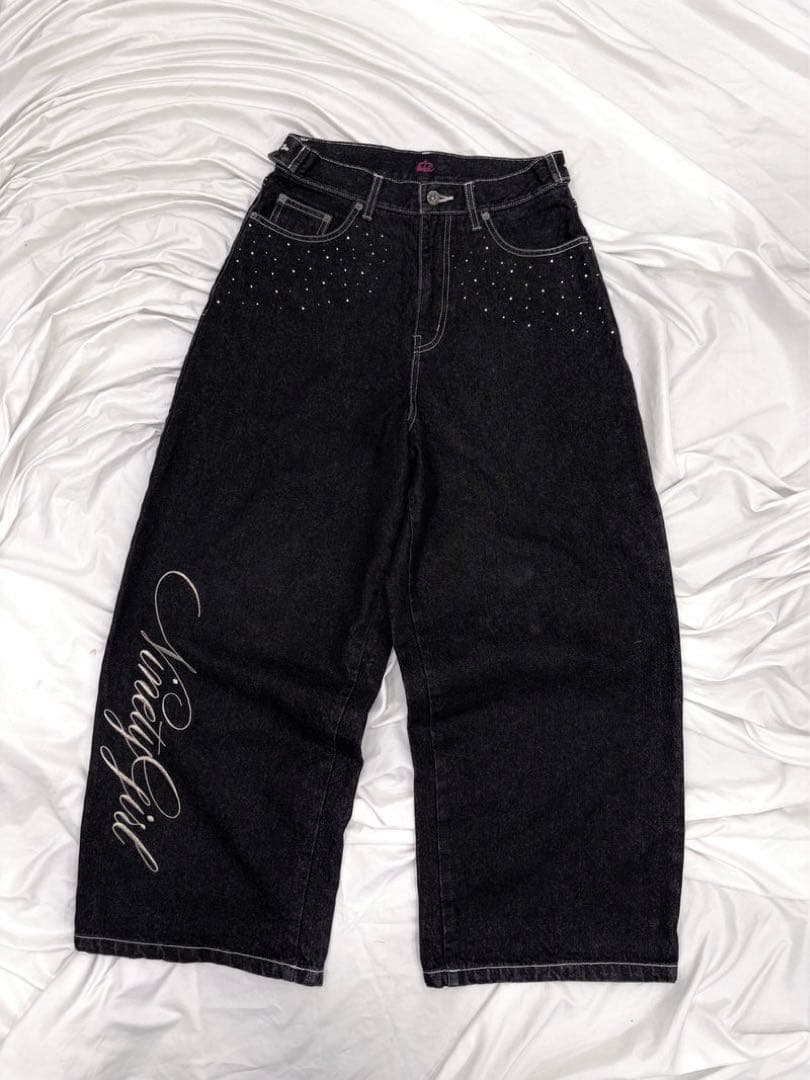パンツ 9090Feather logo Studs Buggy Denim Pants