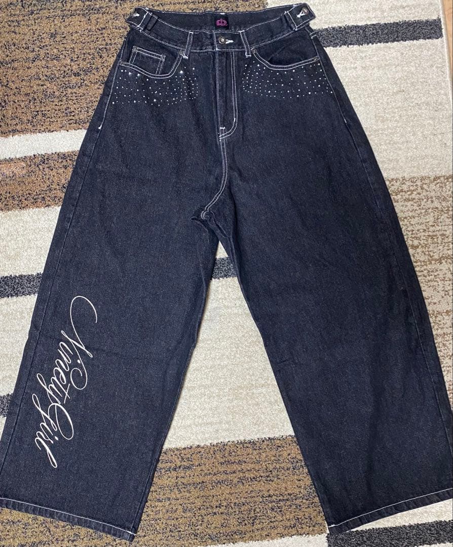 パンツ 9090Feather logo Studs Buggy Denim Pants