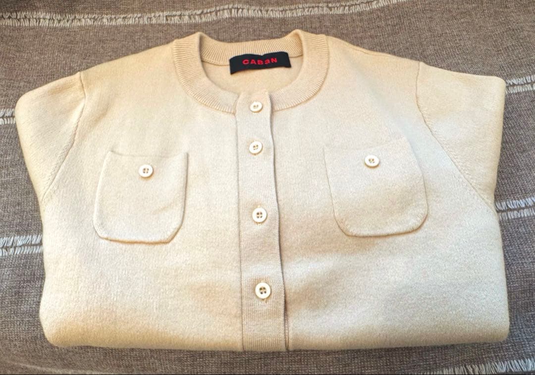 CABaN コットンカシミヤクルーネックカーディガン　ベージュ　41番
