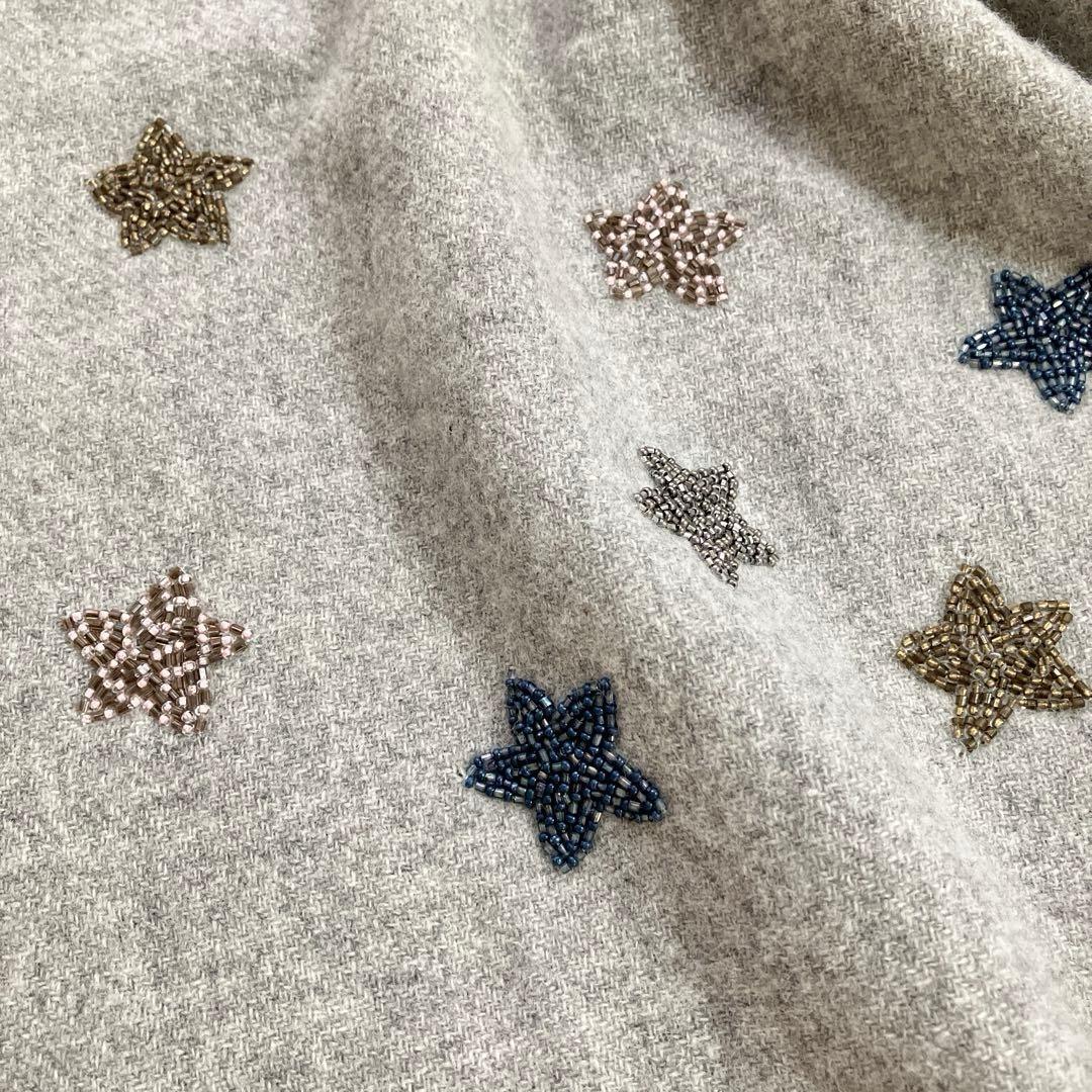 シトラス CITRUS ウール ビーズ 刺繍 星柄 大判 ストール ショール