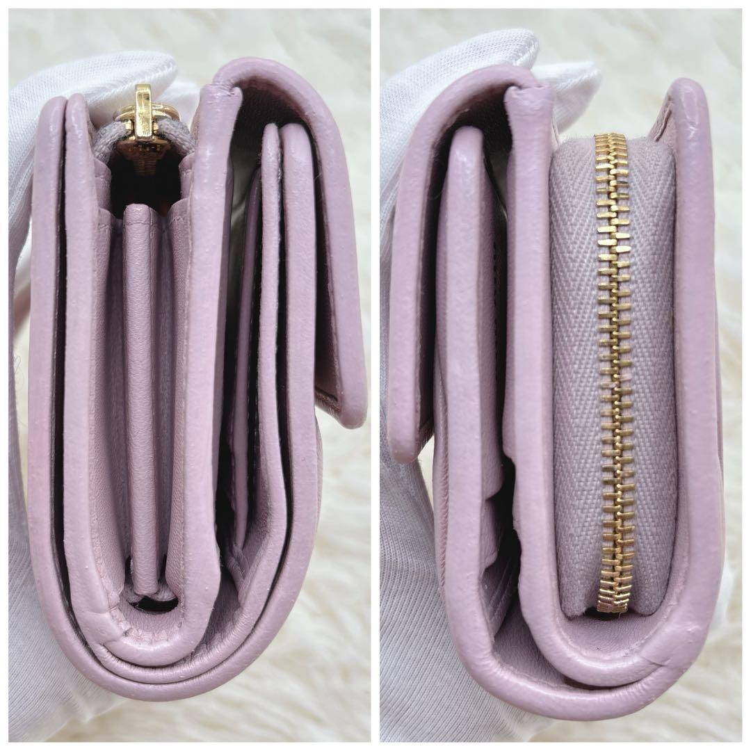 極美品✨miumiuミュウミュウ マテラッセ 三つ折り財布 ピンク RFID