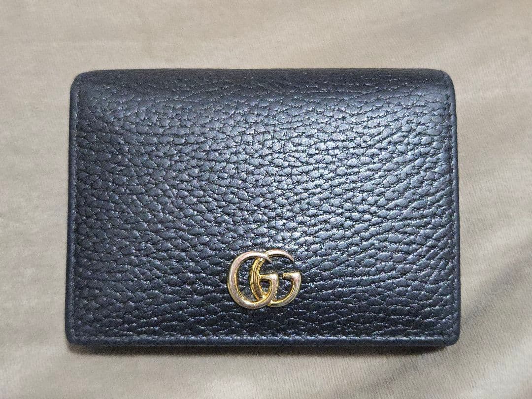 GUCCI グッチ GGマーモント 二つ折り財布 レザー ブラック