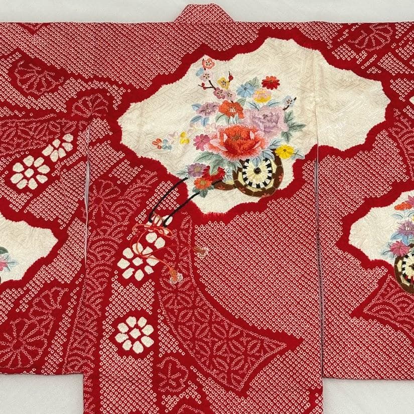 ゆりのはな　七五三　女の子　３歳　祝着　総絞り　総刺繍　金糸入り　正絹　L802