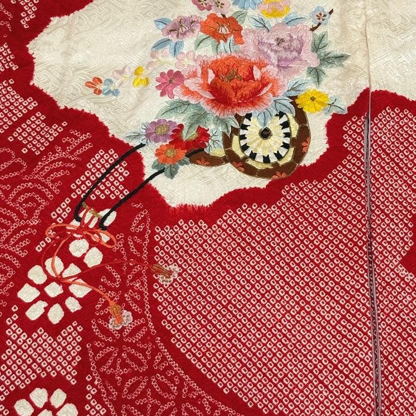 ゆりのはな　七五三　女の子　３歳　祝着　総絞り　総刺繍　金糸入り　正絹　L802