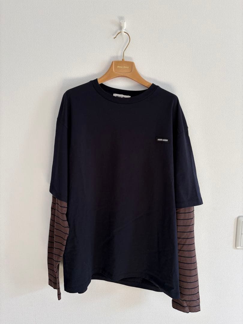 MIU MIU ネイビー 長袖Tシャツ