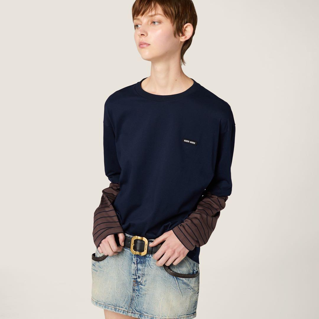 MIU MIU ネイビー 長袖Tシャツ
