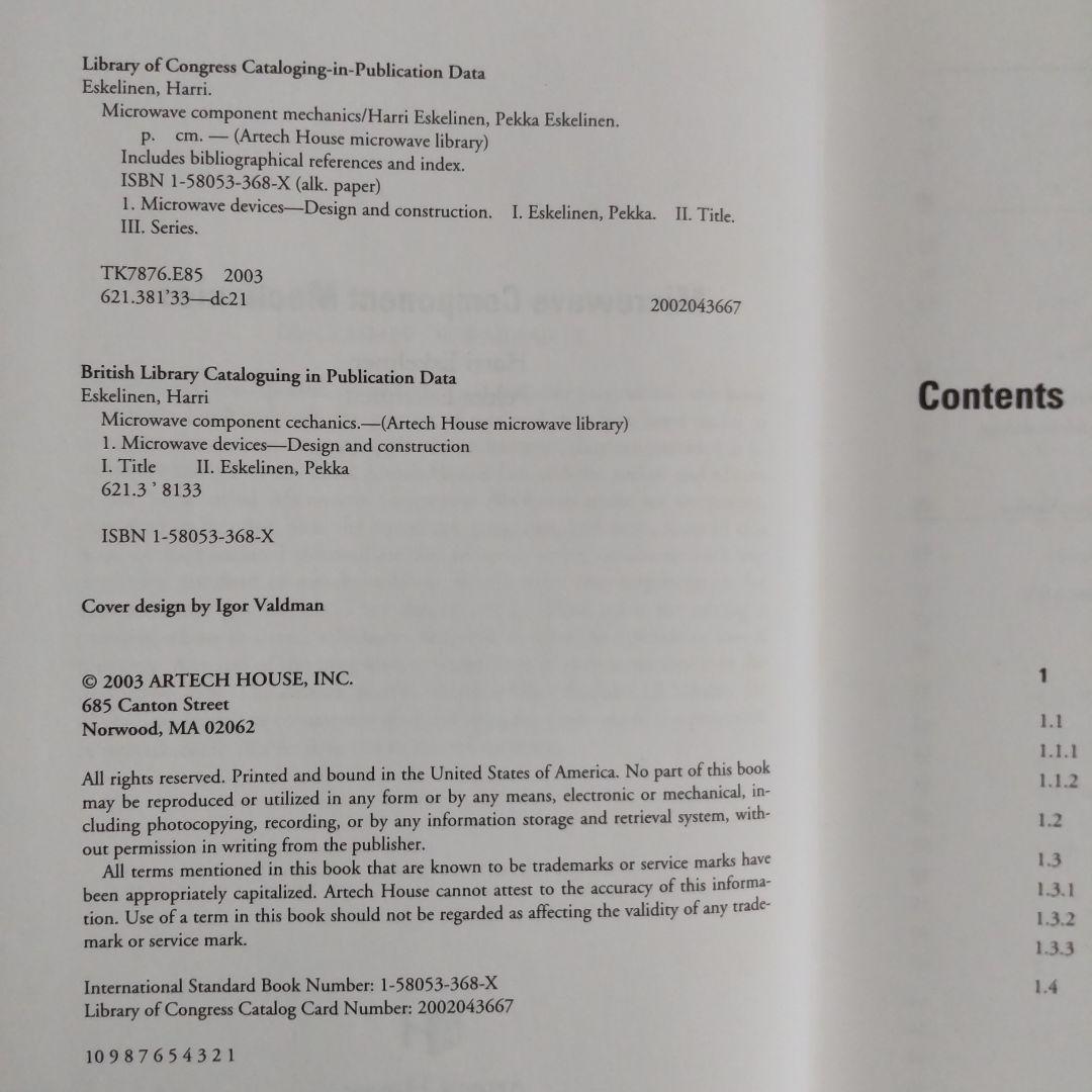 洋書 Microwave Component Mechanics