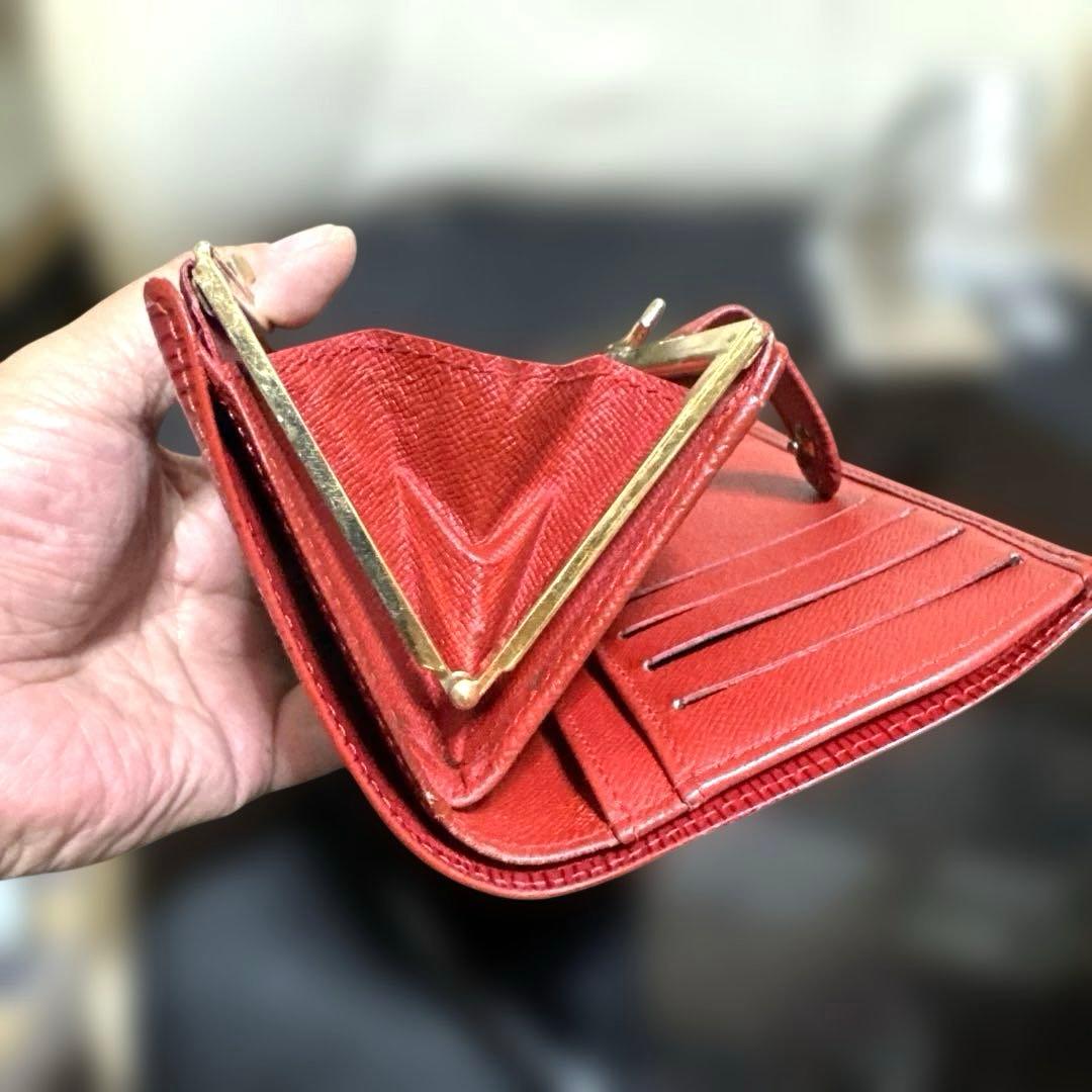 ⑨☆優良品♪エピ ♪ガマ口♦︎折り財布♪レッドカラー