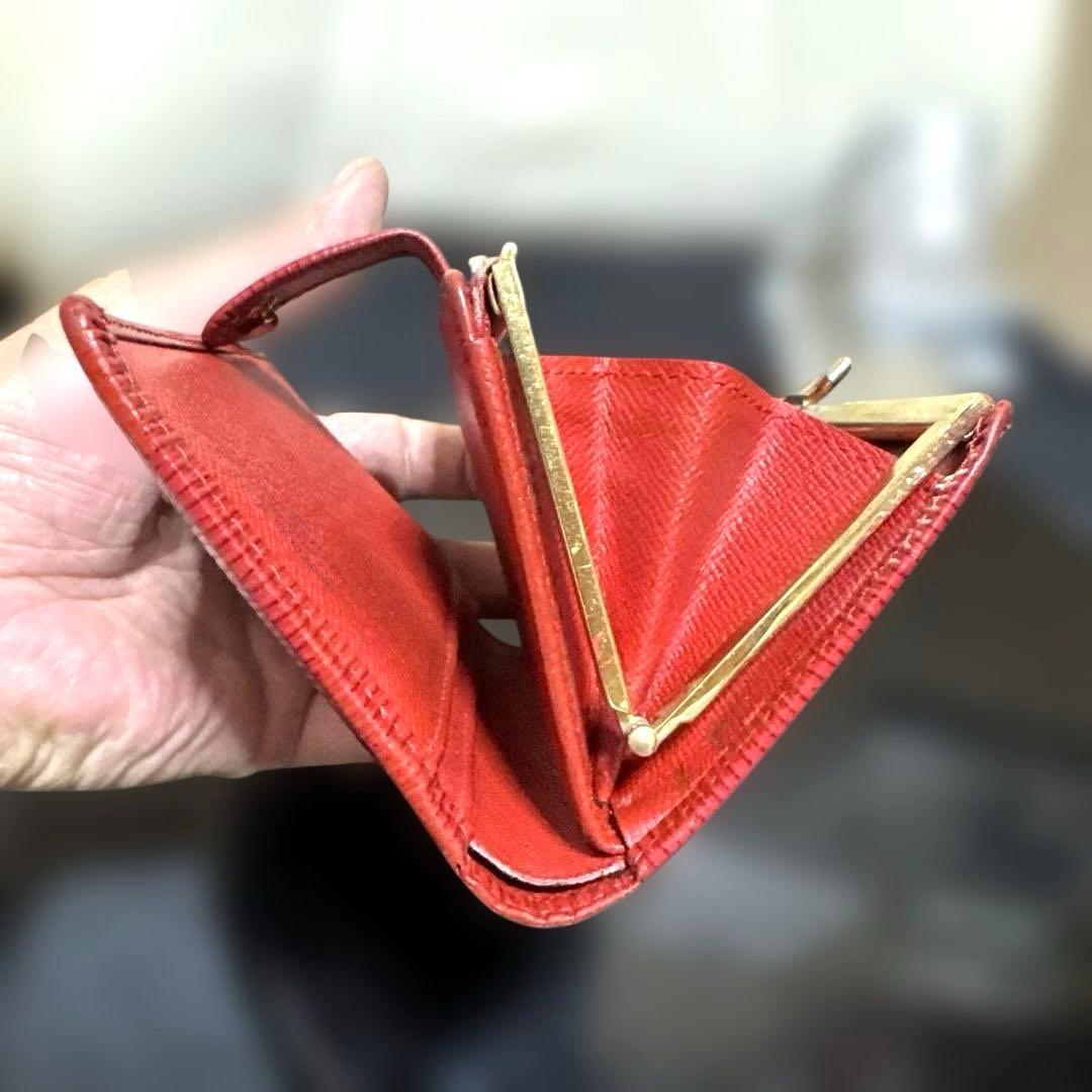 ⑨☆優良品♪エピ ♪ガマ口♦︎折り財布♪レッドカラー