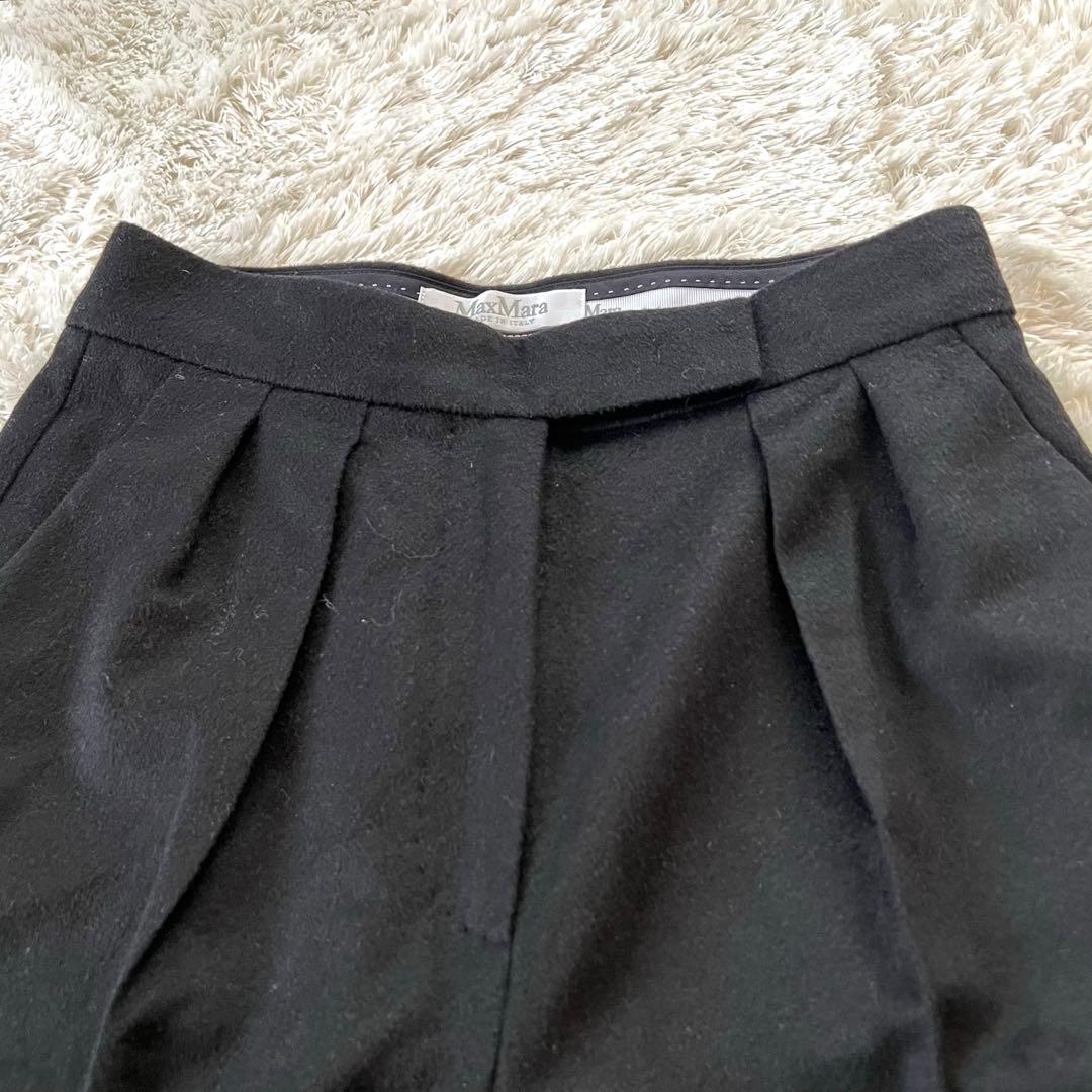 MaxMara 白タグ　キャメル100% ウールキュロット　ワイド　黒　M