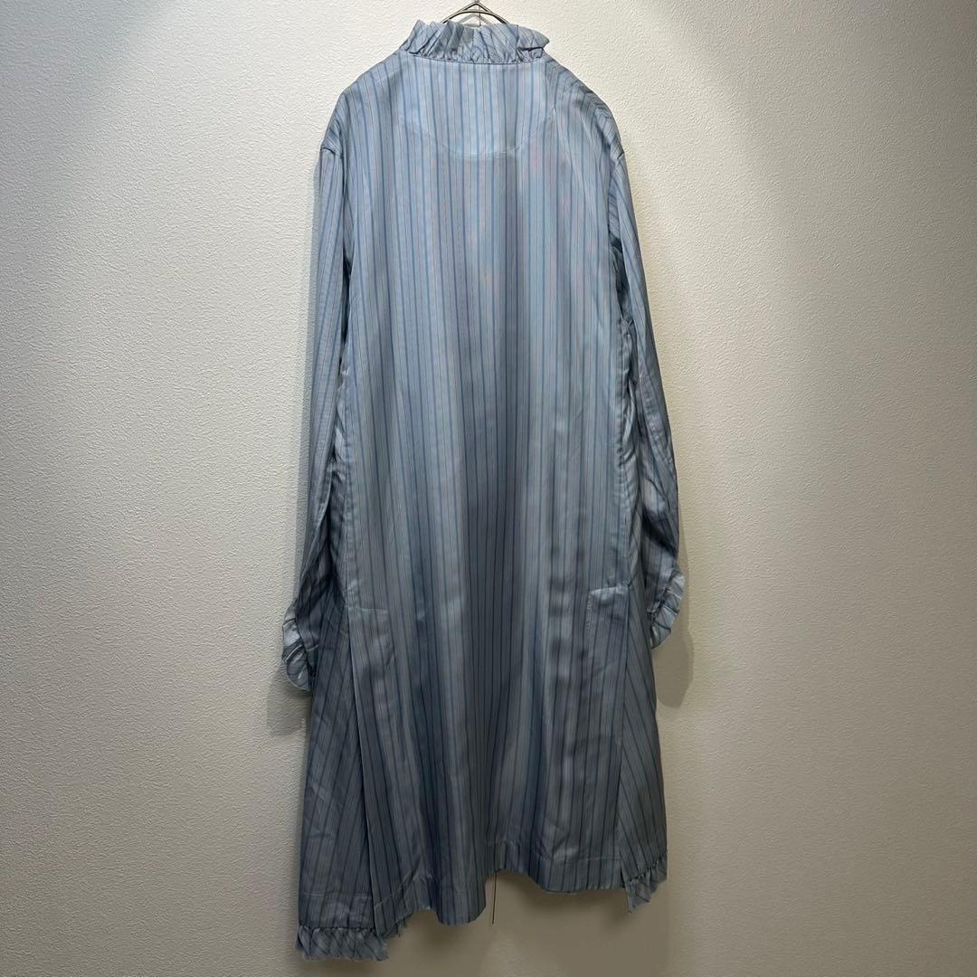 希少 美品 21年製 ノワールケイニノミヤ 変形 フリル ストライプ コート S