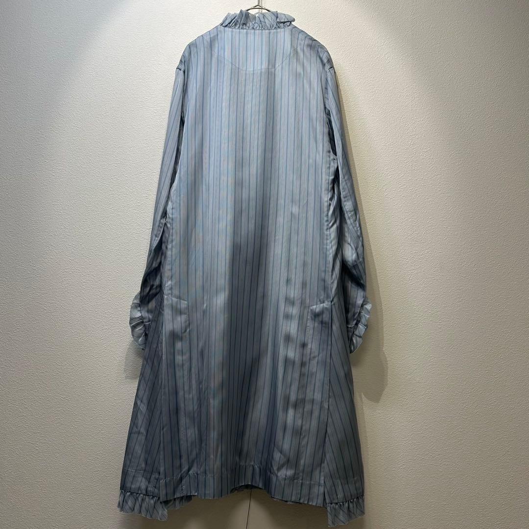 希少 美品 21年製 ノワールケイニノミヤ 変形 フリル ストライプ コート S