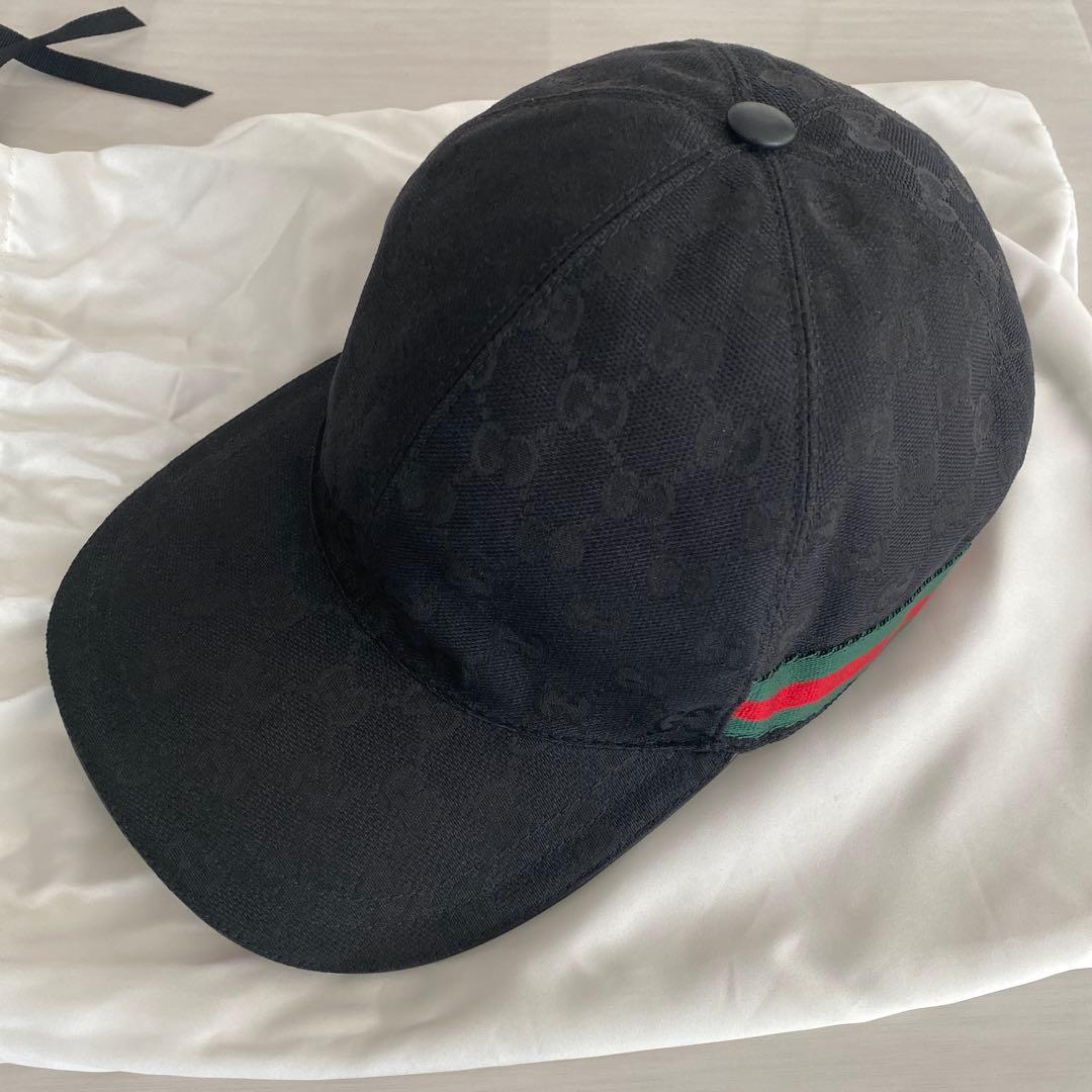 【備品完備・美品】グッチ GUCCI GGキャンバス ベースボールキャップ 黒