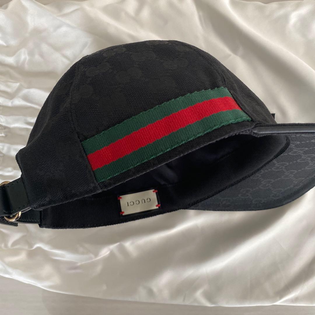 【備品完備・美品】グッチ GUCCI GGキャンバス ベースボールキャップ 黒