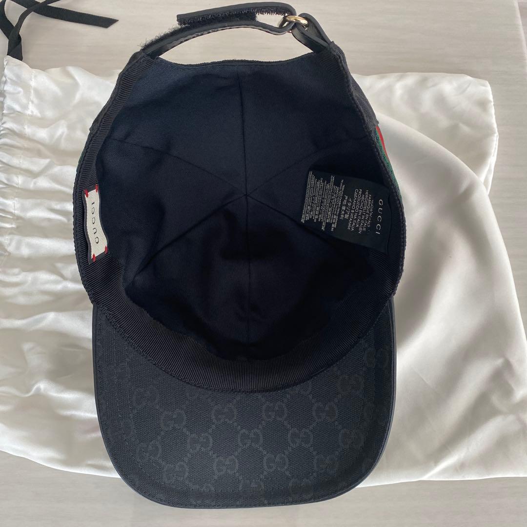 【備品完備・美品】グッチ GUCCI GGキャンバス ベースボールキャップ 黒