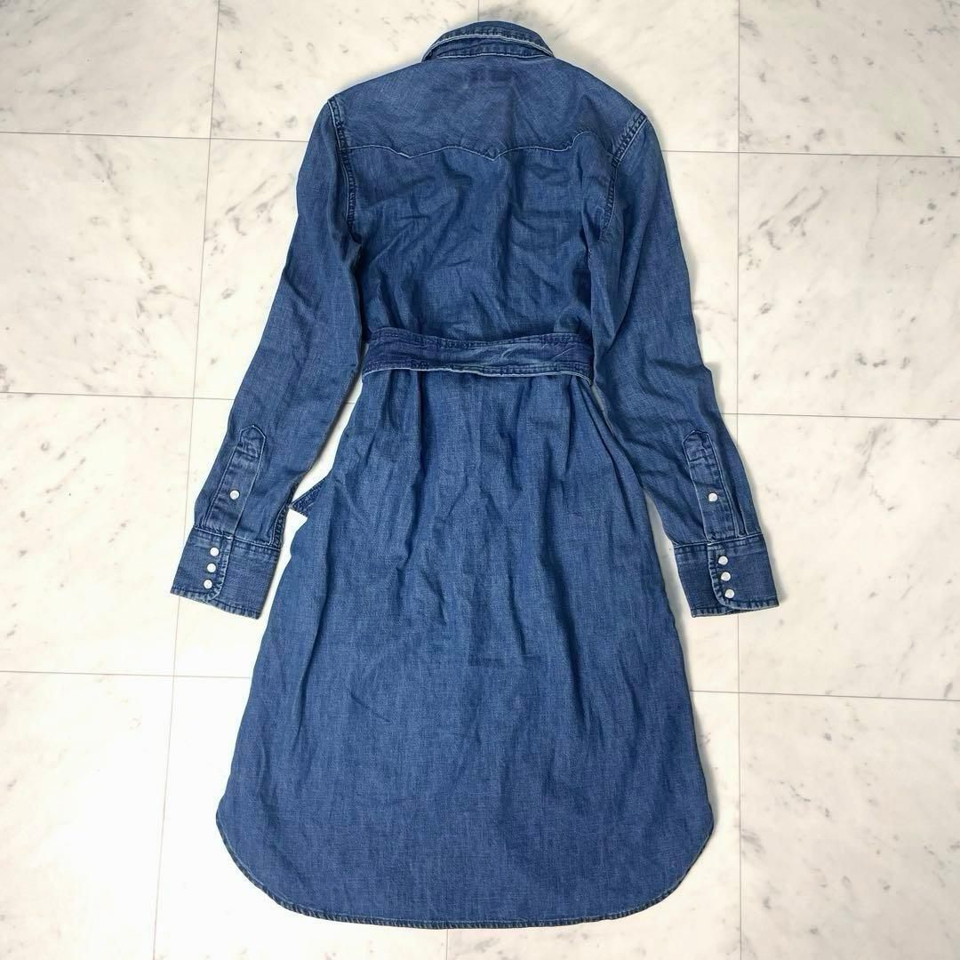 【新品未使用】ローレンラルフローレン 現行 デニムシャツワンピース 0 ブルー