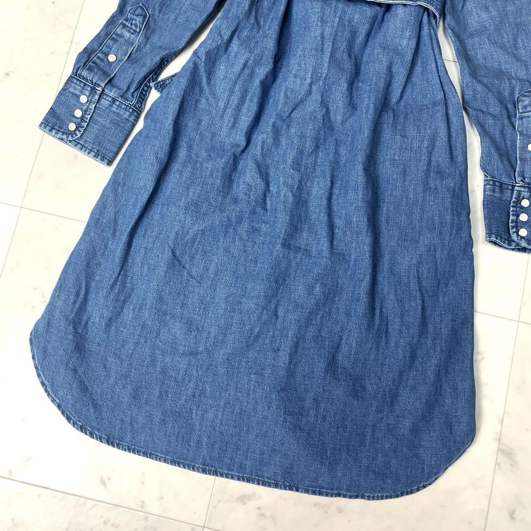 【新品未使用】ローレンラルフローレン 現行 デニムシャツワンピース 0 ブルー