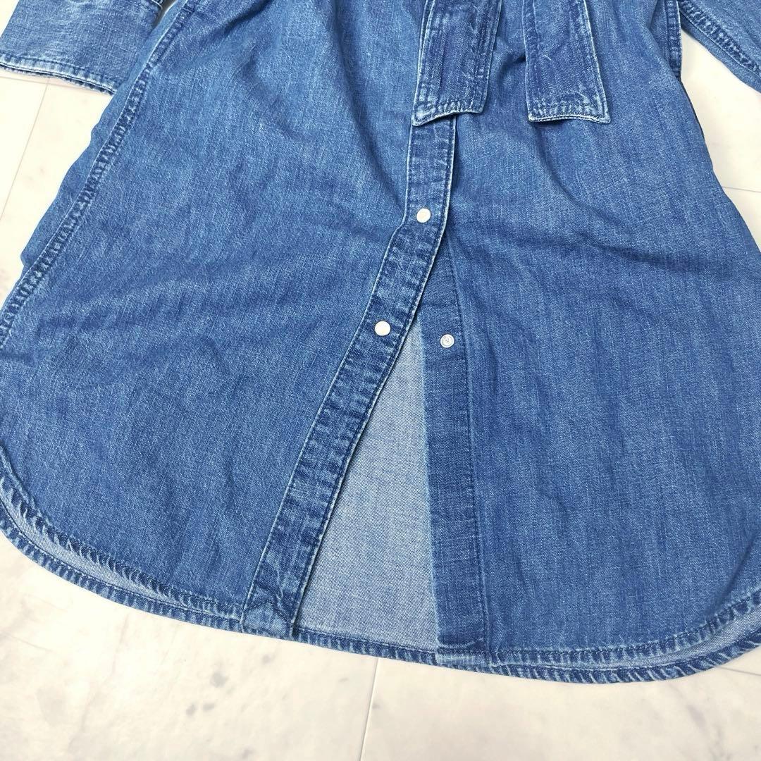 【新品未使用】ローレンラルフローレン 現行 デニムシャツワンピース 0 ブルー