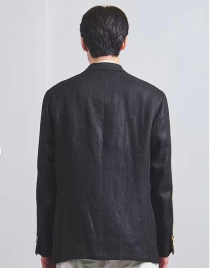 夏場に使い易い！UAリネン100%ヘリンボーンDBジャケットBlack XL