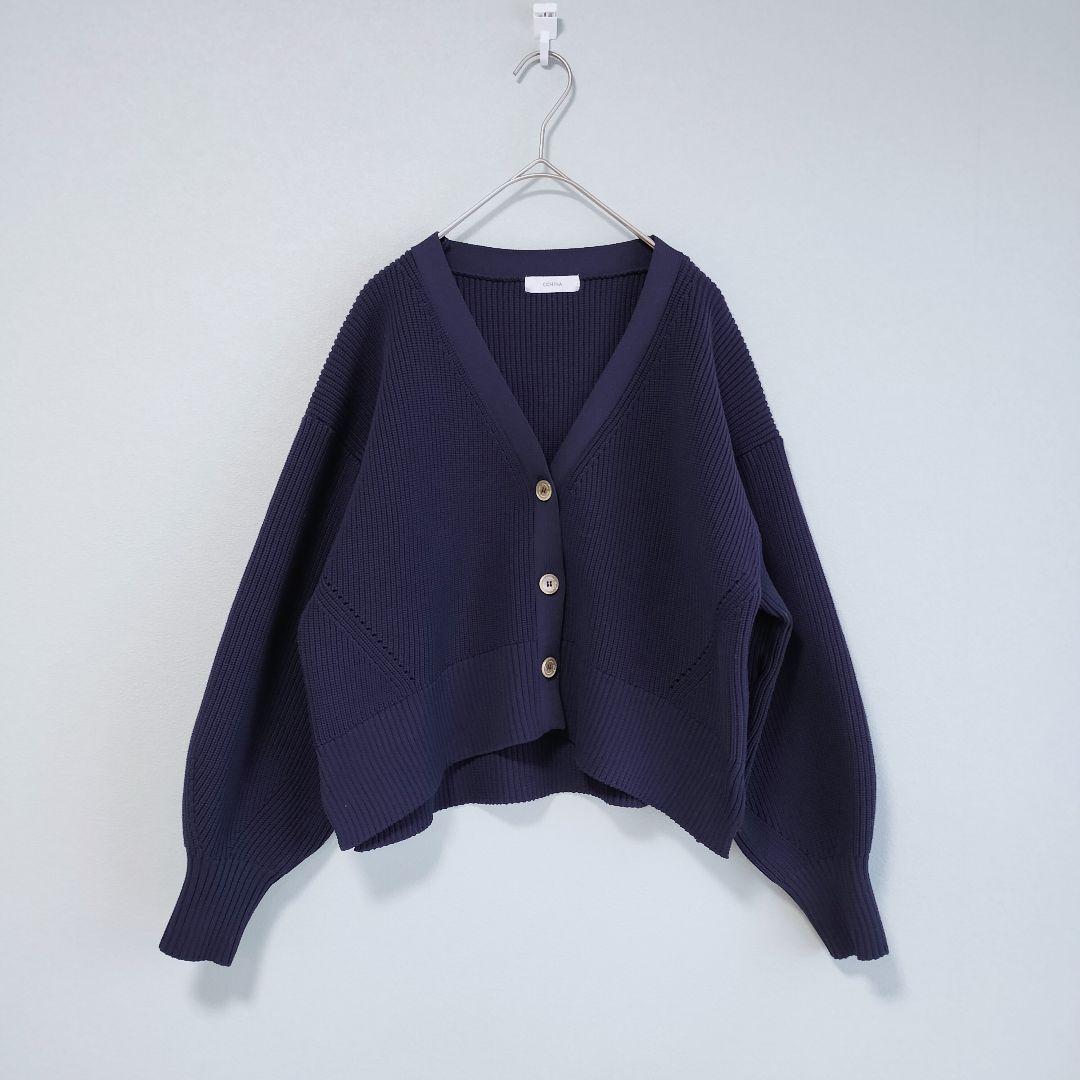 【極美品】 コヒナ COHINA ニットカーディガン ネイビー ショート丈