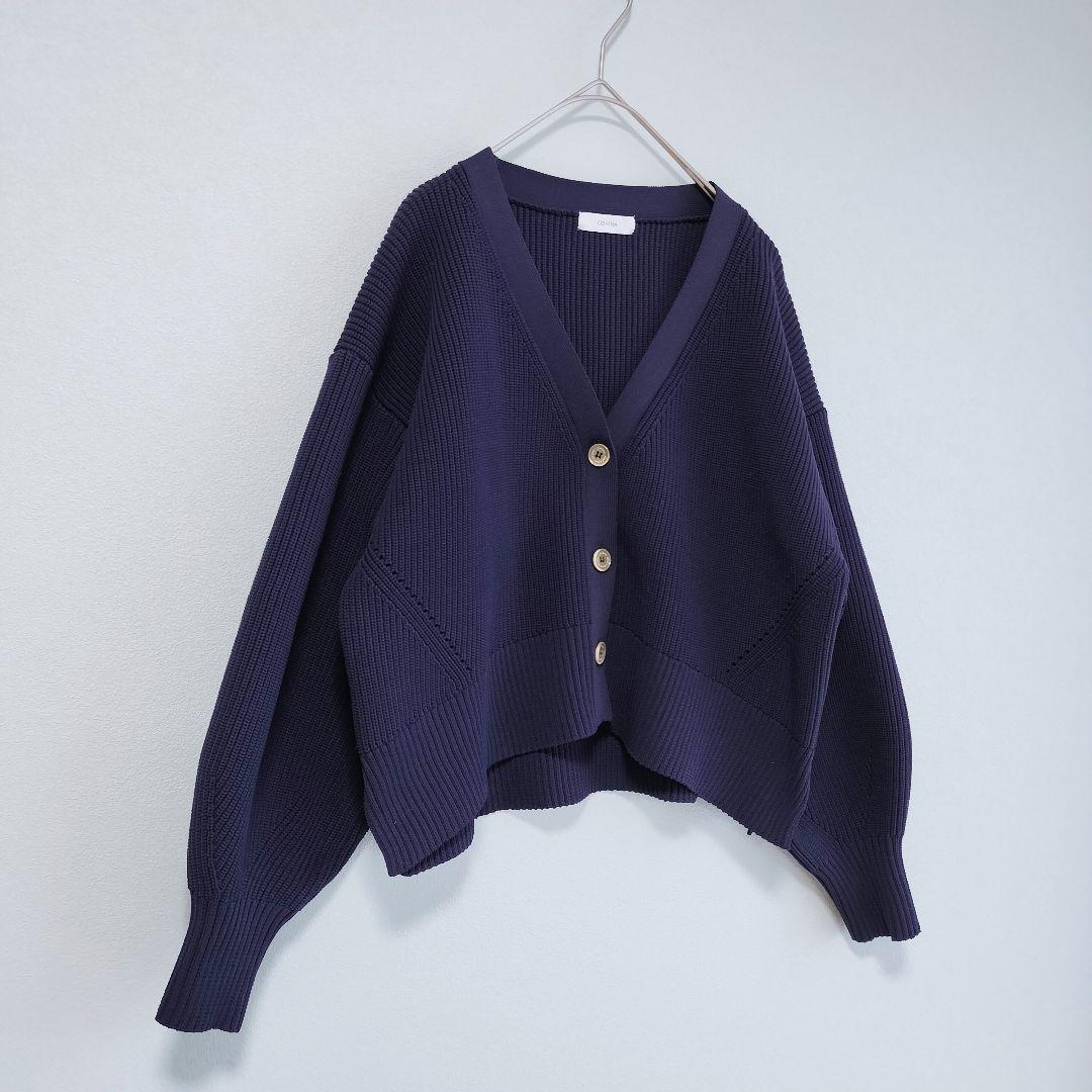 【極美品】 コヒナ COHINA ニットカーディガン ネイビー ショート丈