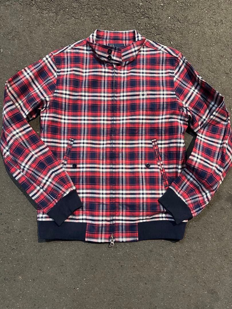 《希少》 fred perry スウィングトップ ダブルジップ チェック 刺繍