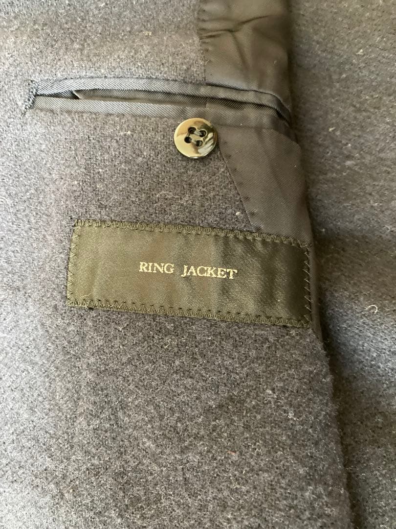 【美品】RING JACKET ウールテーラード 無地44ダークネイビー 本切羽