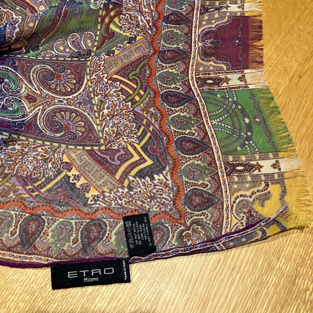 エトロペイズリー柄シルク大判スカーフ