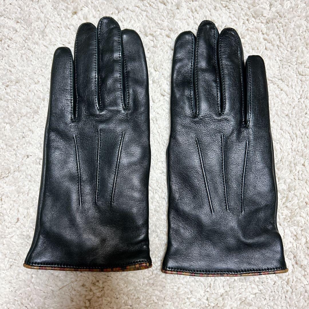 【美品】ポールスミス 手袋 羊革 ライニング カシミヤ　黒