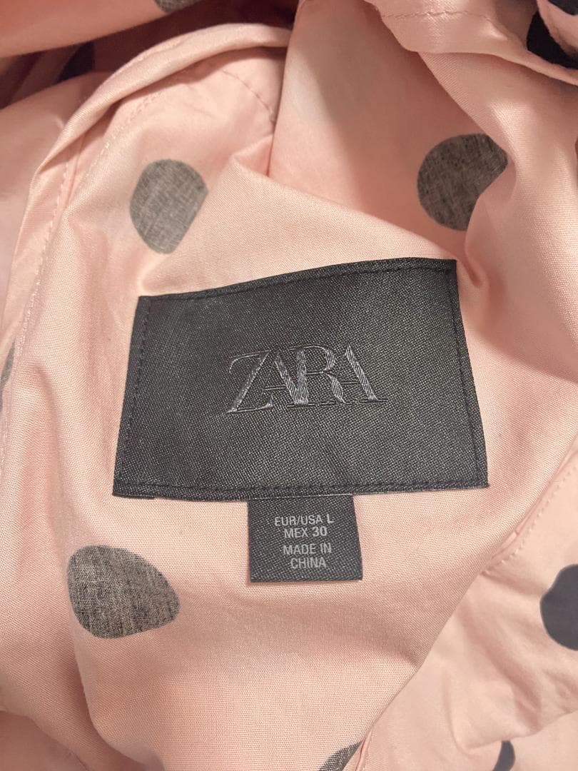 新品‼ ZARA ドットプリントジャケット ライトピンク色 L