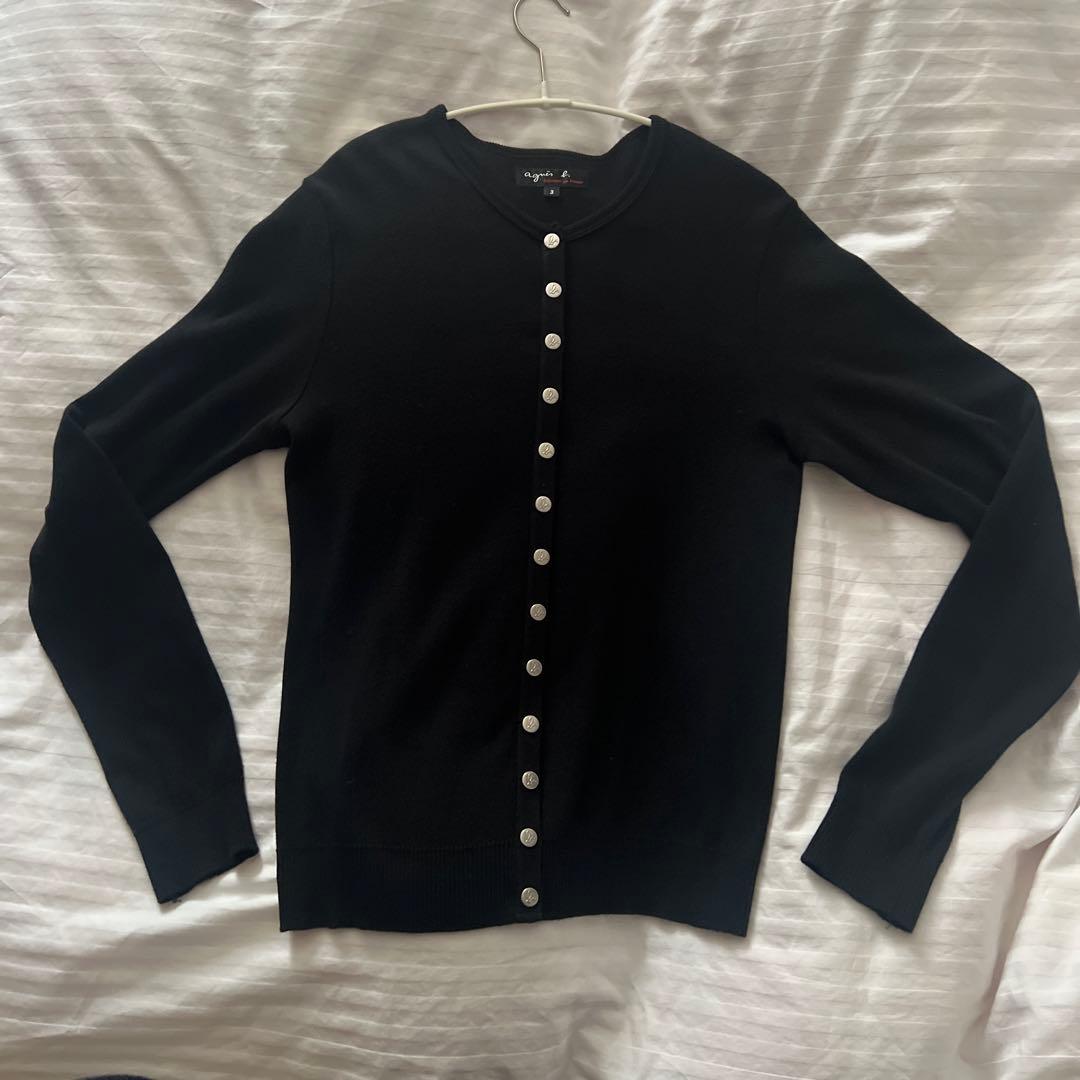 agnès b. FEMME コットン ニット 長袖 カーディガンプレッション