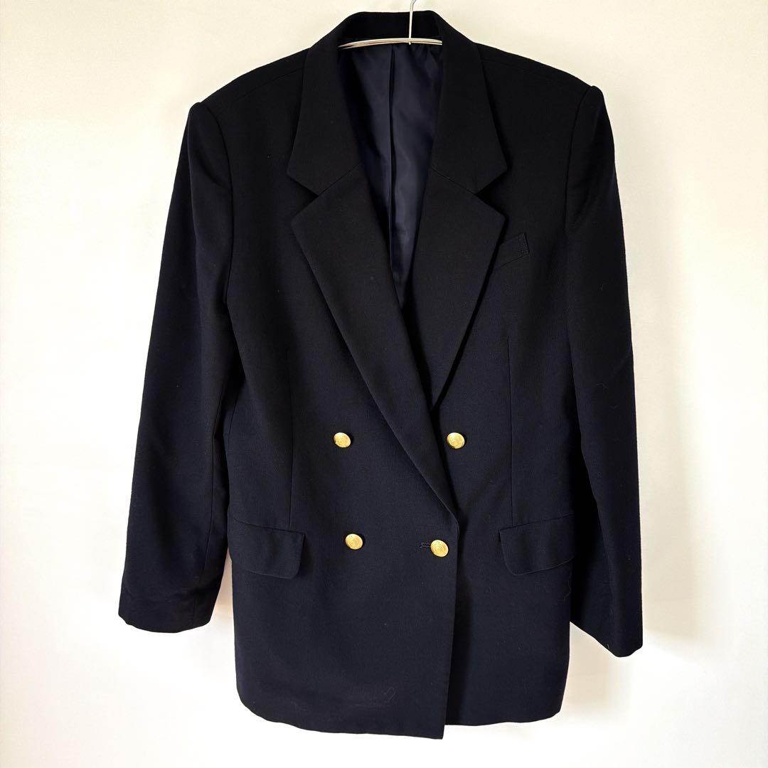 【BURBERRY LONDON】紺ブレ　金ボタン ネ　ウール　160A