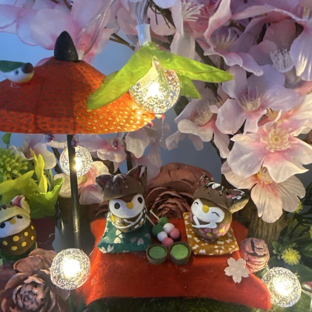 どんぐりアート♡春のBIGオブジェ＆春のタペストリー風ライト付きオブジェ♡