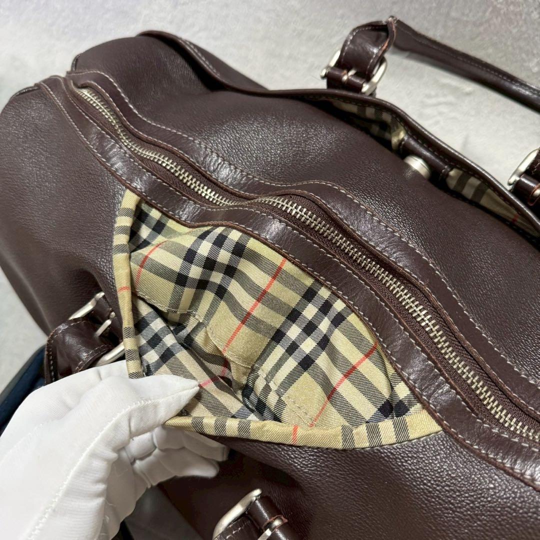 BURBERRY バーバリー ノバチェック ボストンバッグ 2way レザー
