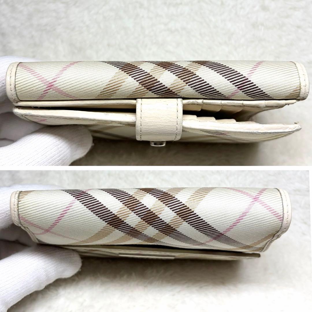 ✨美品 BURBERRY 折り財布 ノバチェック キャンバス レザー アイボリー