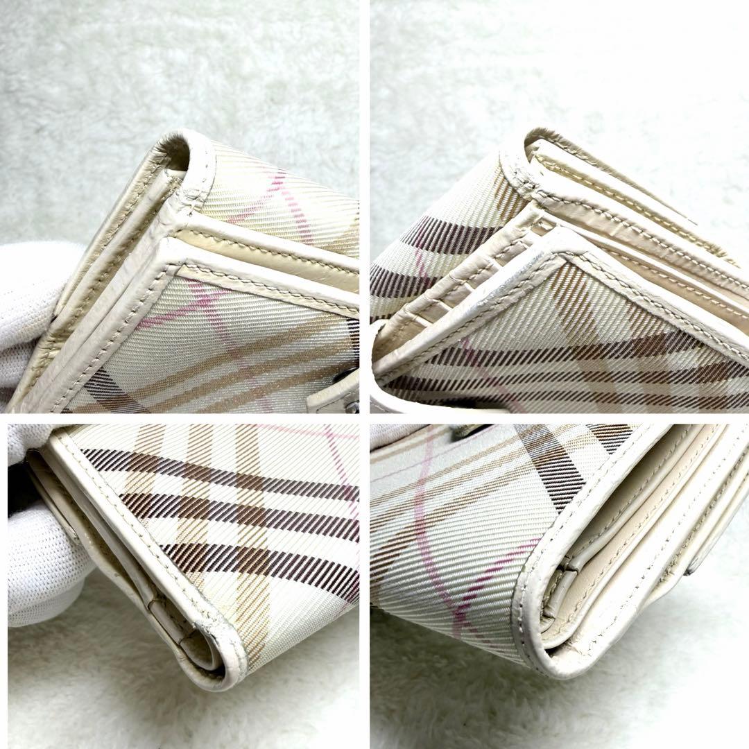 ✨美品 BURBERRY 折り財布 ノバチェック キャンバス レザー アイボリー