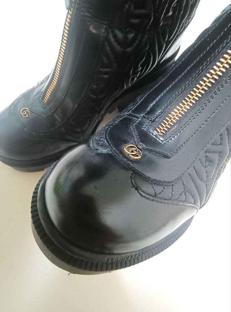 GUCCI 　グッチ　GGマーモント　レザー　ショート　ブーツ 黒　キルティング
