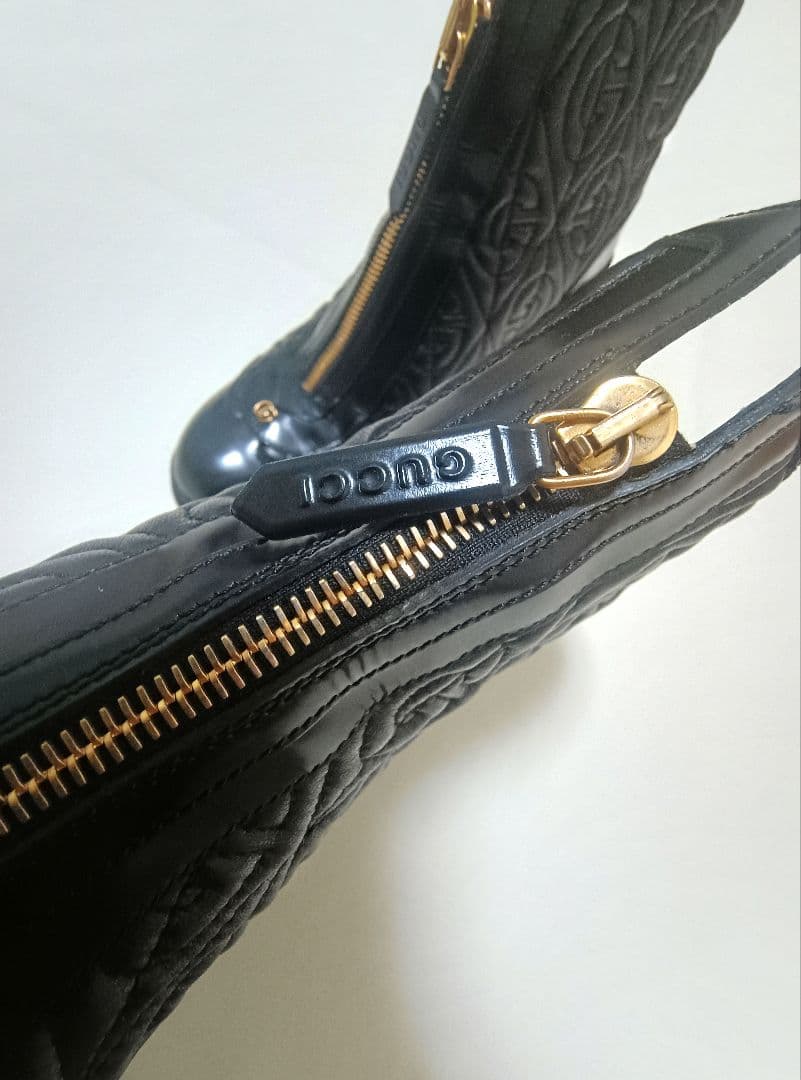 GUCCI 　グッチ　GGマーモント　レザー　ショート　ブーツ 黒　キルティング