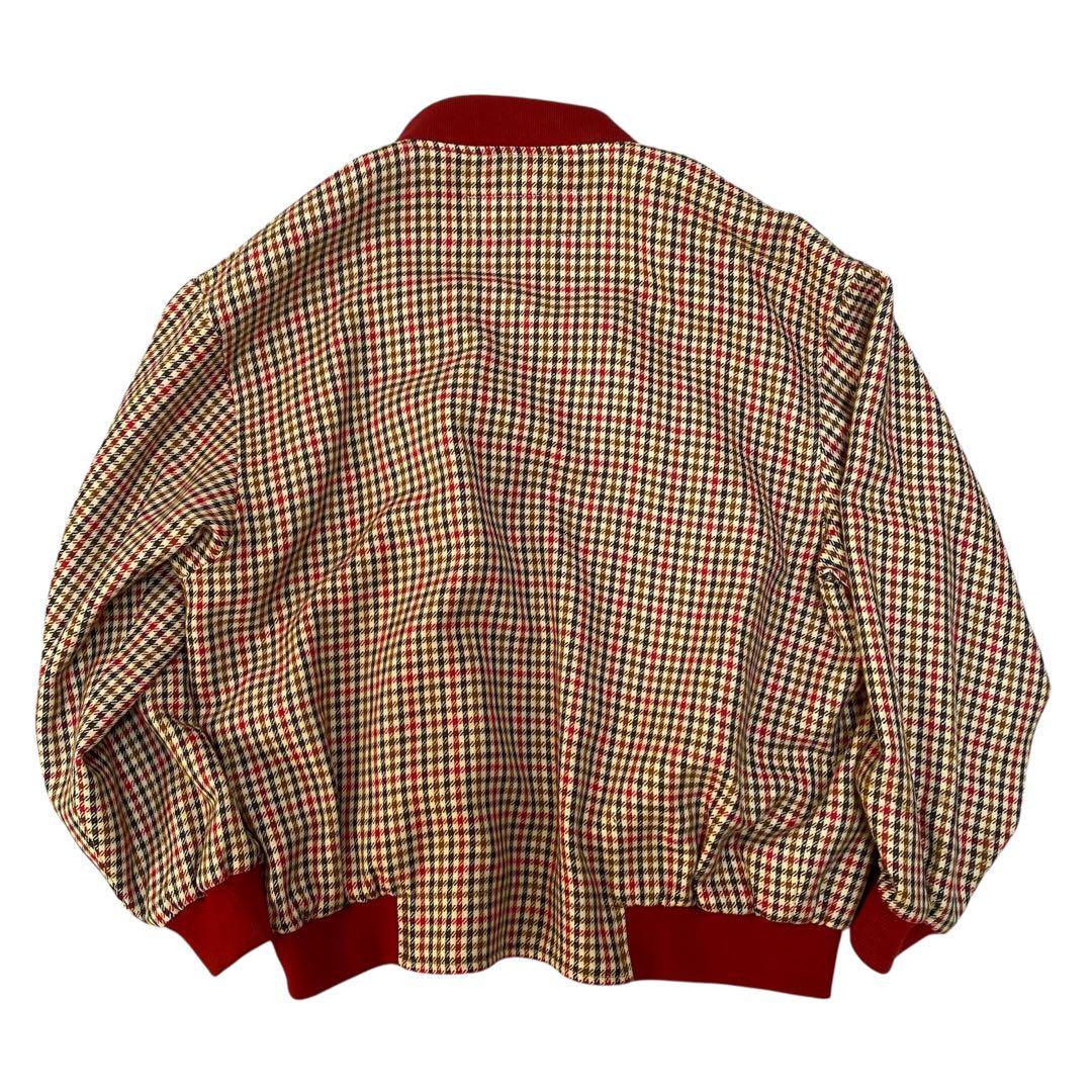 80s イブサンローラン YSL チェック 短丈ブルゾン スイングトップ 赤リブ