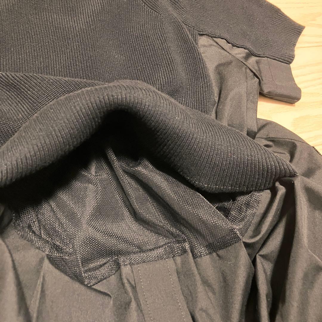 美品 sacai ドッキングワンピース　コットンニット　ポプリン　ベルテッド　黒